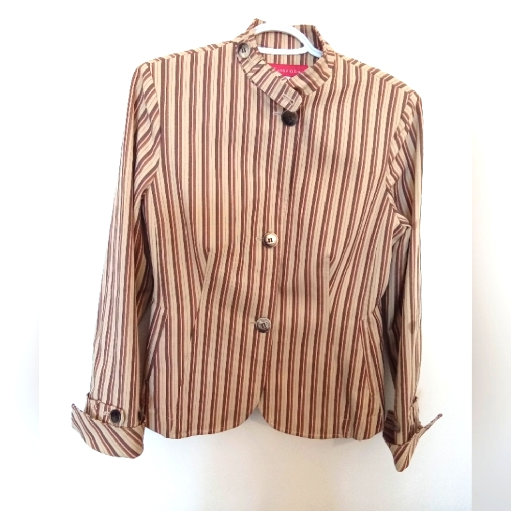 Vintage Anne Klein Women's Striped Button Up Blazer Size Medium